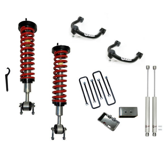 1-4 Inch Adjustable Coilovers/3 Inch Rear Blocks w/ U Bolts/Shocks and Front Upper Control Arms
