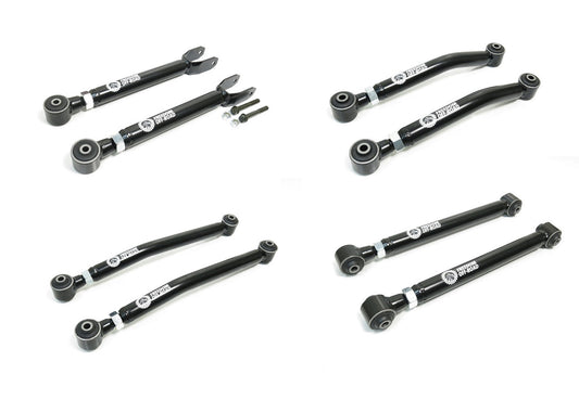 Adjustable Front Upper + Lower and Rear Upper + Lower Control Arms For 0-4.5 Inch Lift 8 pc Kit 18-24 Wrangler JL