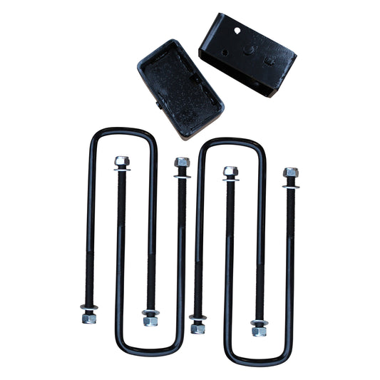 3 Inch Steel Rear Lift Blocks w/ Extended U-Bolts 88-99 chevrolet C1500/K1500, 99-19 Silverado/Sierra 1500/01-06 Silverado/Sierra 1500 HD/ 01-20 Siverado 2500 HD/99-95 Tahoe, 94-10 Ram 1500